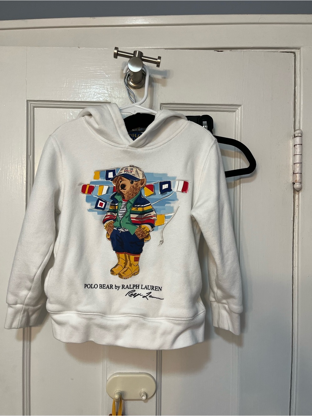 Ralph Lauren Kids White Polo Bear Hoodie 4T fleece sweater preppy classic boys